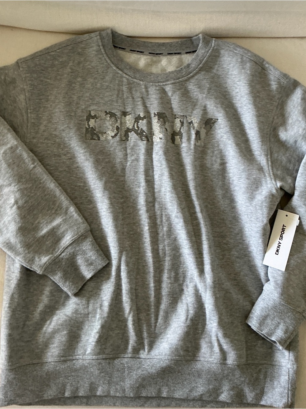 DKNY Sport Sweatshirt Gray Logo Crewneck Pullover Size Small NWT